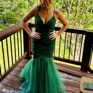 Elegant Green Lace Gown